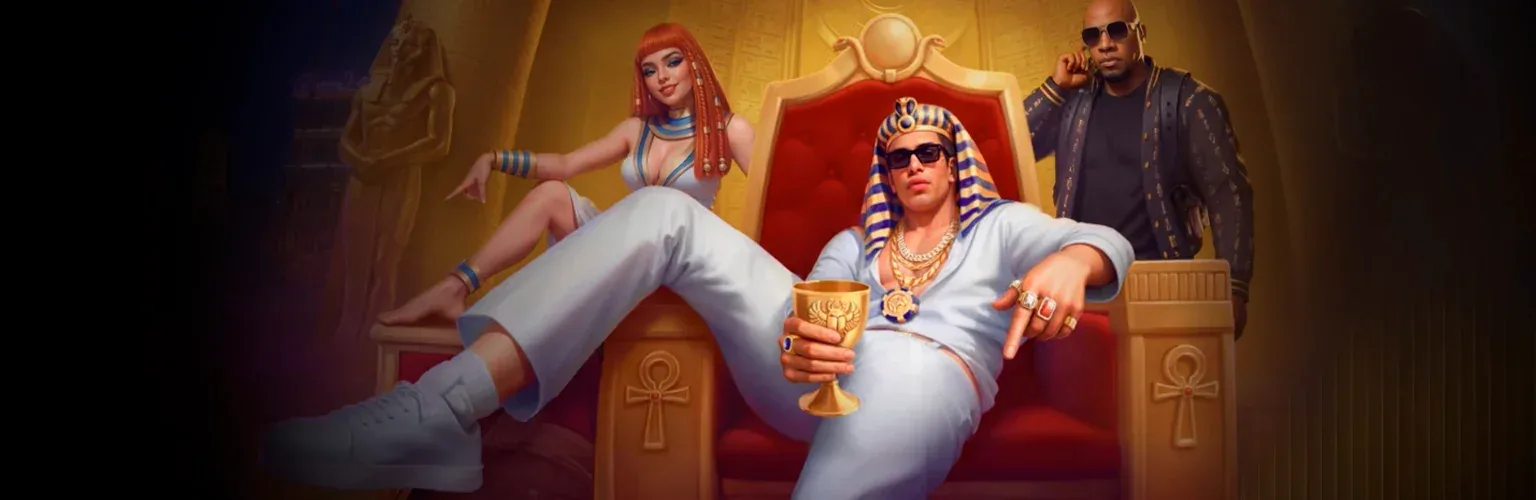 Realz Casino Australia hero artwork with Egyptian-themed pokies characters